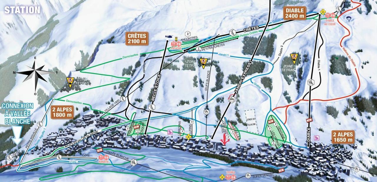 Residence Plein Sud A Cote Jandri Express, Front De Neige, Vue Splendide, Label 2 Alpes, Classe 2 Etoiles Tourisme Les Deux Alpes Exterior photo
